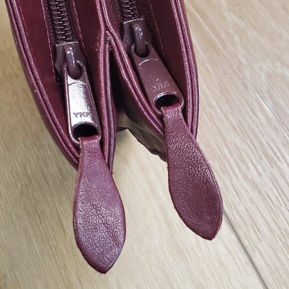 Vintage FS Originals Clutch Purse Genuine Leather Red Gold Envelope Zipper READ - Picture 11 of 14